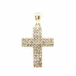 Men’s or Women’s 10k Yellow Gold CZ Cubic Zirconia Pave Set Cross Pendant 1.25” Inch GP3133696