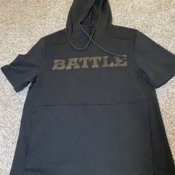 Ladies Black Battle Shortsleeve Hoodie, Size Small