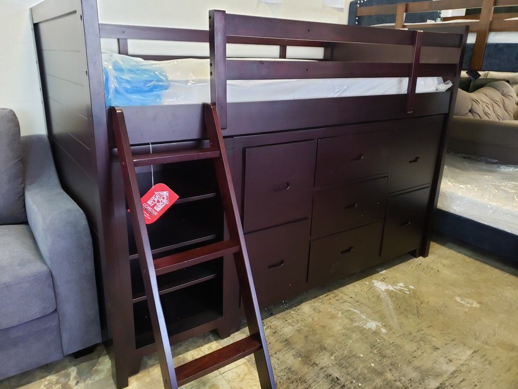 New twin size bed frame with dresser and bookcase tax included free delivery