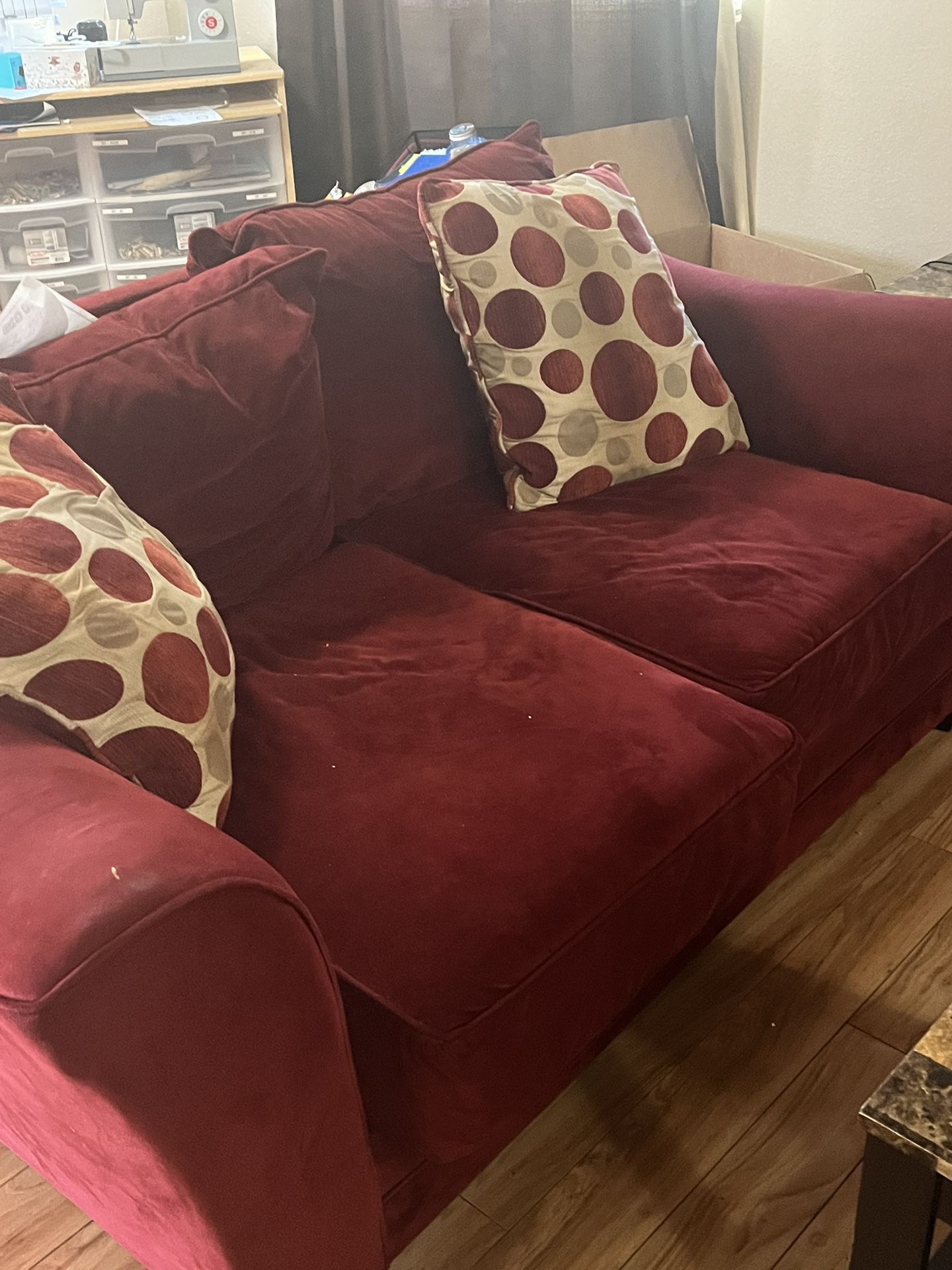Burgundy Red Sofa And Love Seat 
