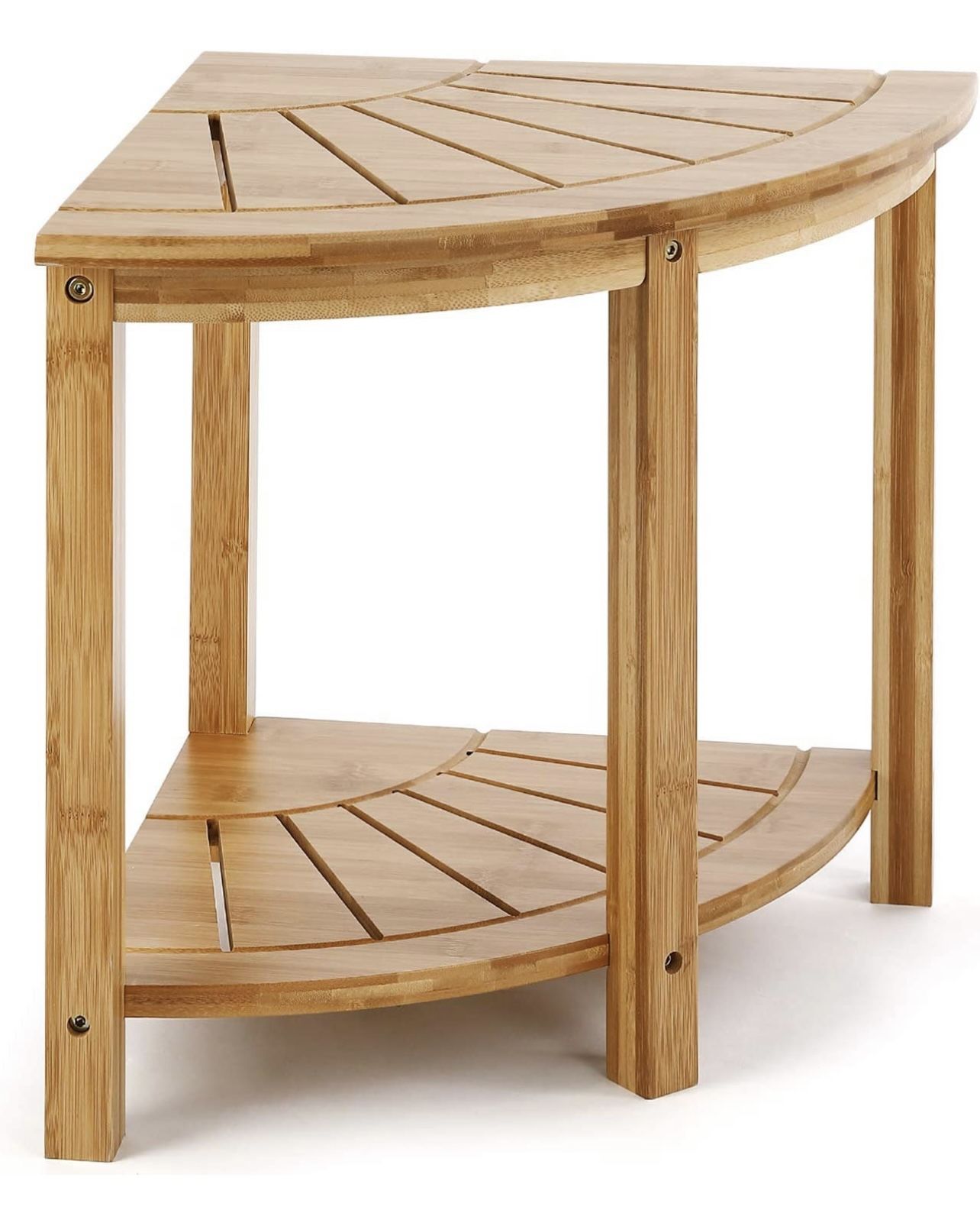 HYNAWIN Bamboo Corner Shelf Stand, Bathroom Corner Table