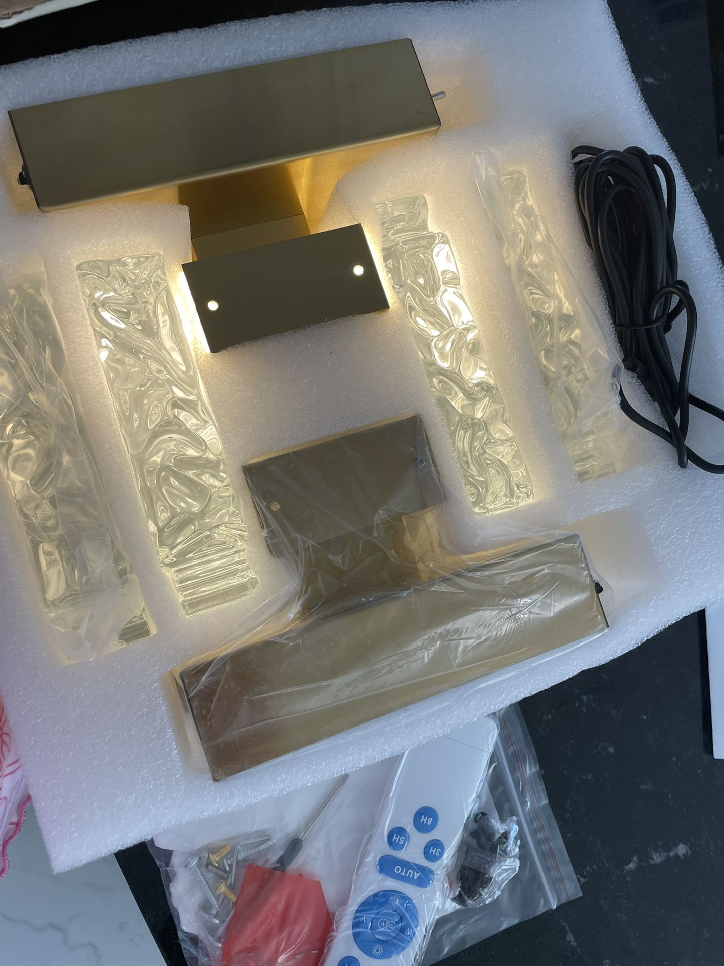 NEW Crystal Gold Wall Scone Lamp Fixtures (2) Rechargeable