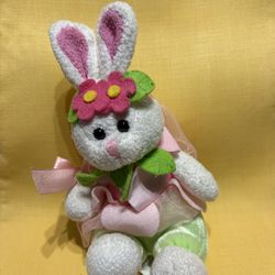 Bunny Rabbit White Stuffed Plush Toy Tutu Small Ballerina Pink