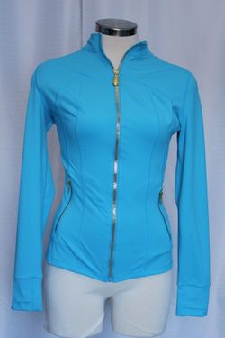 Uncia Active Full Zip Athletic Jacket Small Blue Gold Zipper