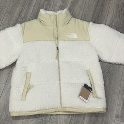 North Face Down Puffer Sherpa Jacket Tan / Beige 