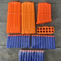 Nerf Magazine Lot Of 1 6 And 2 12 Clip Cartridge Magazines Darts Holder