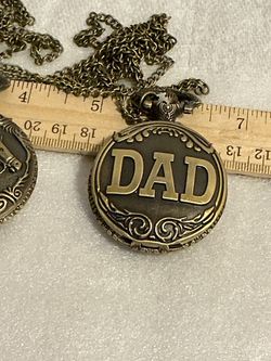 Dad  & Husband Pocket Watch  with matching chains -  Antique Bronze - NEW - $15 each