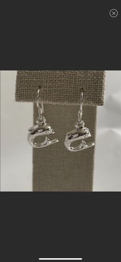 925 Stamped Sterling silver Dolphin earrings