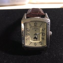 Men’s  Callaway Golf Watch - Beautiful Bold Stainless Steel Case - Gold tone Dial  - Brown Leather Band - Cool Man’s or Unisex Design