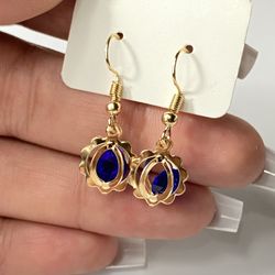 Dark Blue Diamond Golden Earrings 