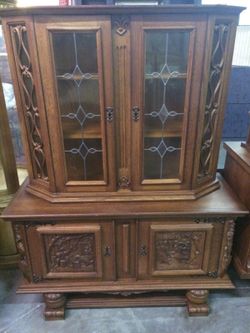 Austrian Hand-Carved Antique China Cabinet
