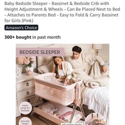 Barely Used- Baby Bassinet With Under Storage- Pink And Rose Gold