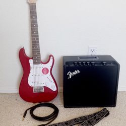 Youth Size Squire Fender Stratocaster Guitar And Amp