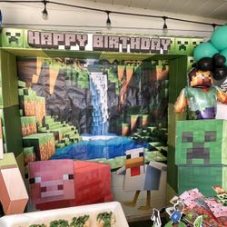 72”x 53” Minecraft Backdrop birthday 