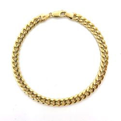 14K Yellow Gold Hollow Miami Cuban Bracelet | 8 Inches, 5.5mm, 6.6 grams