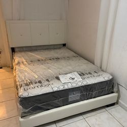 NEW BED FRAME QUEEN OR FULL WITH MATTRESS AND BOX SPRING