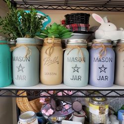 Chalk Painted Mason Jars, Each