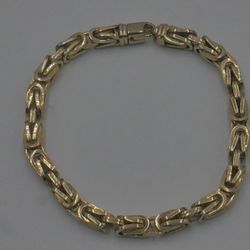 10KT YELLOW GOLD BISMARK LINK BRACELET 9 INCHES 21.8 GRAMS I-11332 