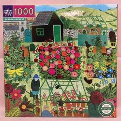 eeBoo puzzle Garden Harvest 1000 piece Vanessa Bowman flowers summer vegetables 
