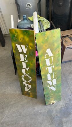 Welcome and Autumn Wooden Porch Signs Set