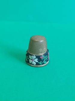 THIMBLE Embroidered Design Vintage Brass From Austria.