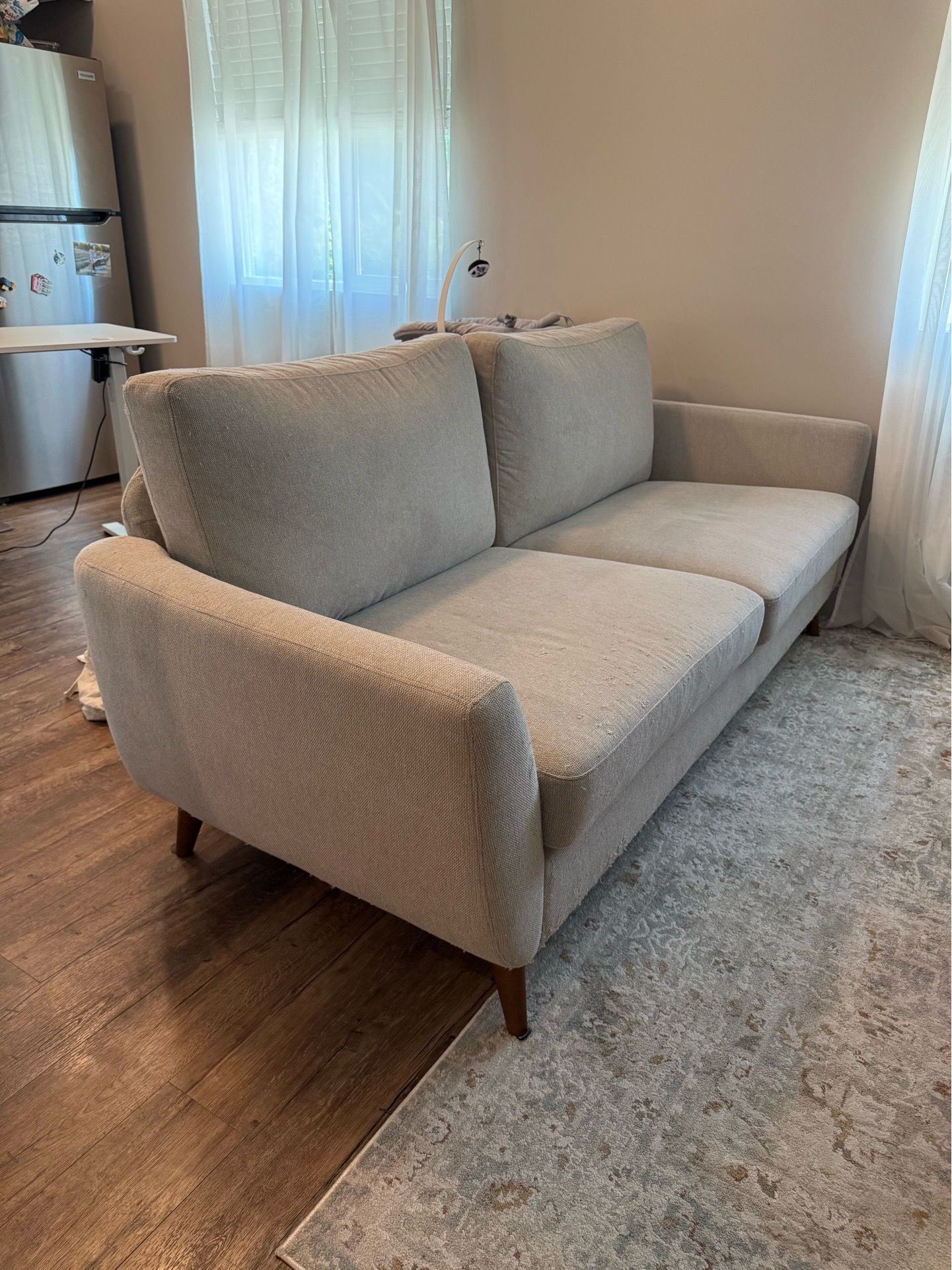 85” Midcentury Beige Sofa Loveseat