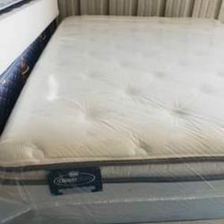 Queen size new thick pillow top bed can deliver 