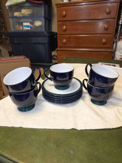 Denby Footed Cup and saucer set, 5 sets