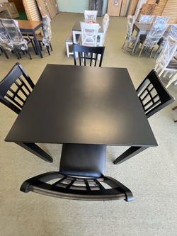 NEW 5 Piece Black Wood Pub Height Dining Table Set