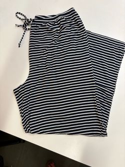 Black and White Striped Drawstring Lounge Pants