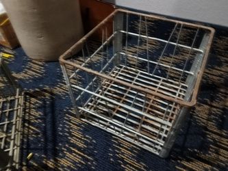 Vintage Sealtest Steel Wire Milk Crate 1960s Industrial Metal Storage Box 13"
