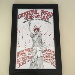 Grateful Dead Bob Dylan Tom Petty Poster 1986 Framed Clean