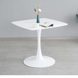 Mid Century Modern Dining Table, 31.5 in Modern Base Pedestal Table for Small Spaces Coffee Table for Dinning Room, Kitchen-White Small