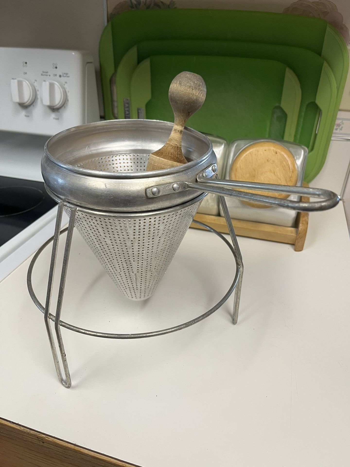Vintage Strainer W/ Wooden Pestle