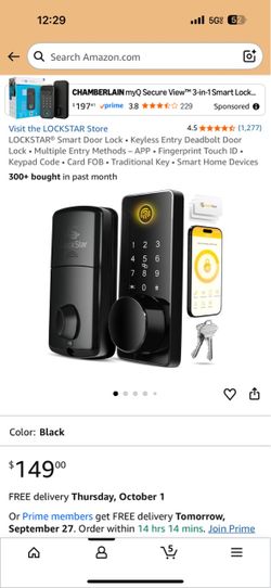 Brand New LOCKSTAR Smart Deadbolt Door Lock – Black