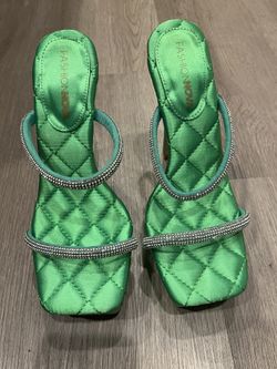 Fashion Nova Green Platform Heels
