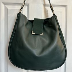 White House Black Market green leather hobo bag