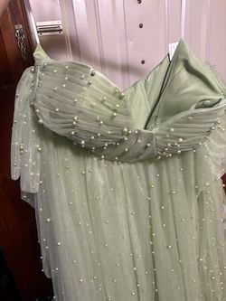 Sage Green Pearl Embellished Maternity Dress