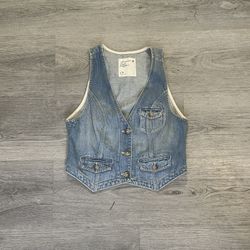 American Eagle Women's Blue Jean Vest