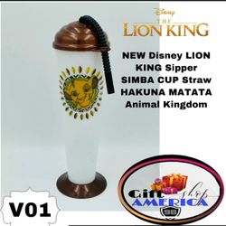 NEW Disney LION KING Sipper SIMBA CUP Straw HAKUNA MATATA Animal Kingdom. Condition is "New". Shipped with USPS First Class. V01