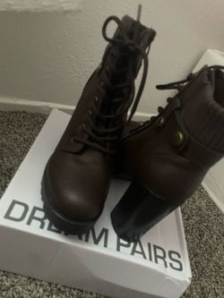 Dream Pairs Brown Lace-Up Combat Boots