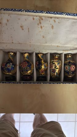 Set of 4 Mini Cloisonné 3” Vases