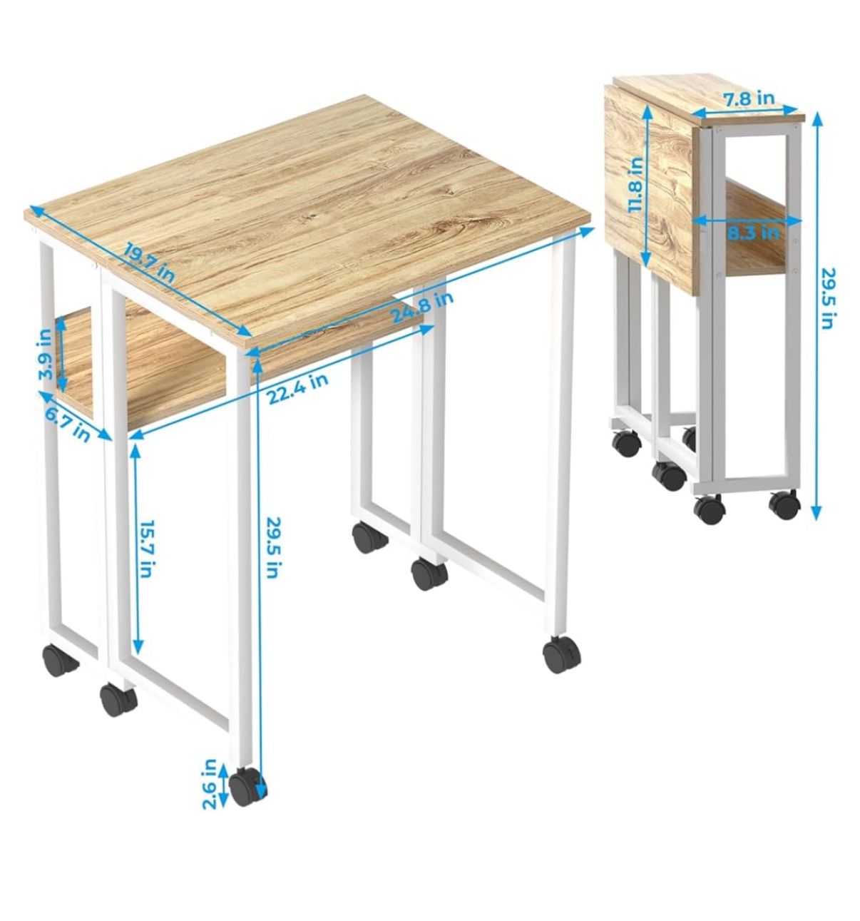 Folding Small Desk with Storage - Fully Assembled
