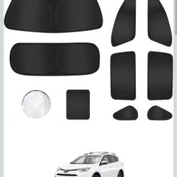 8PCS Window Shades for Toyota RAV4(2013-2018) Accessories – Full Coverage Sun Shade for Side Windows, Rear Triangular & Windshield – UV Protection & P