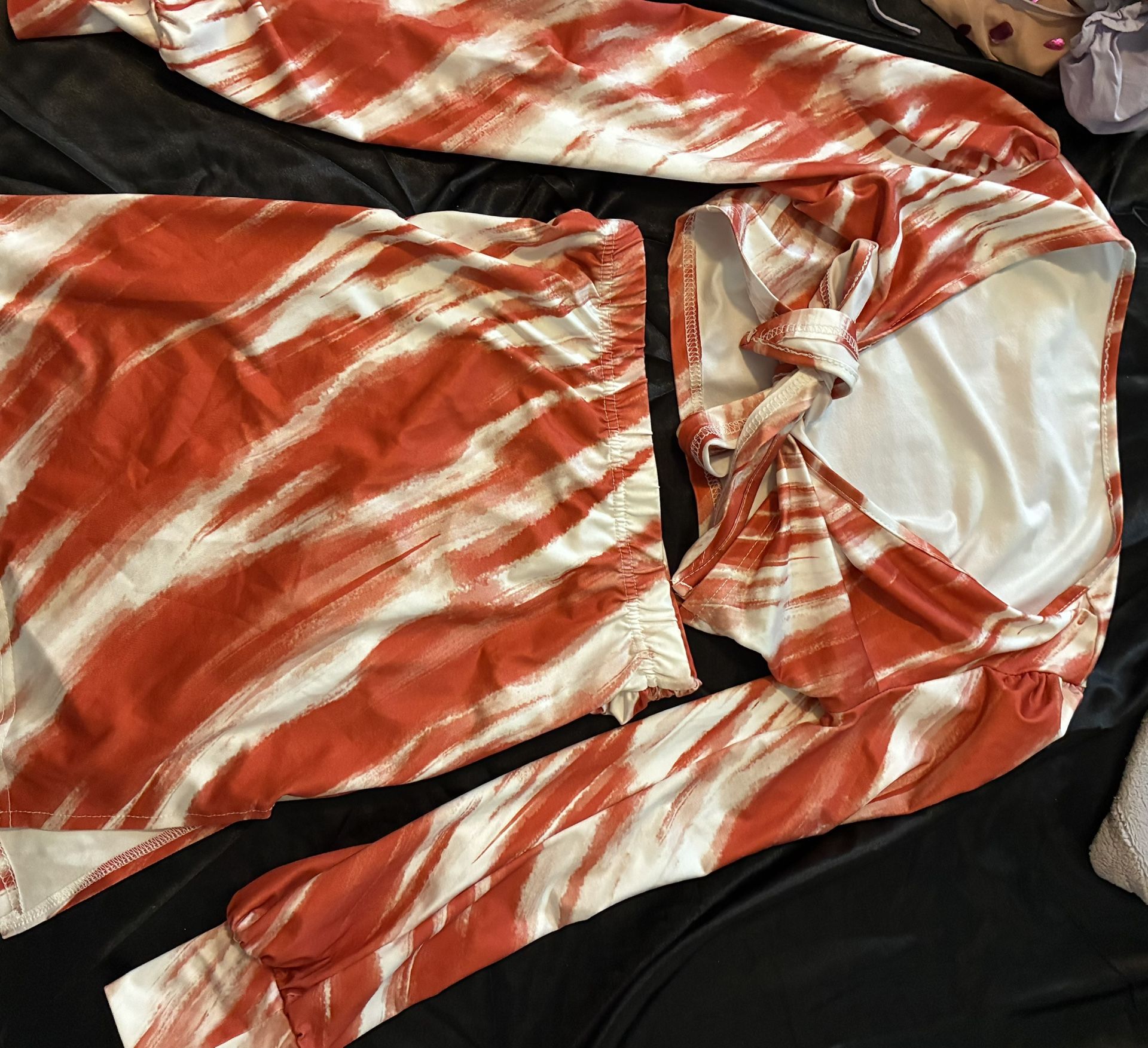 Orange And White Two Piece