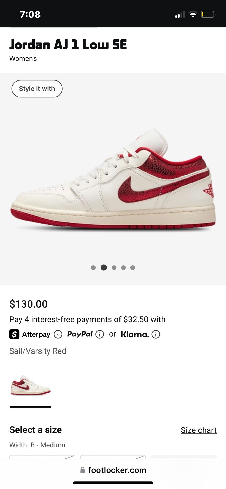 Women’s 10 Nike AJ 1 Low Ruby Color