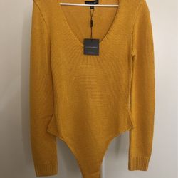 Brand new With Tag JLUXBASIX MUSTARD LUNA MOCK NECK BODYSUIT