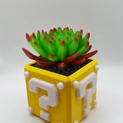 Yellow Mario Question Mark Plant Pot