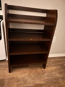 Dark Brown Wood Bookshelf 4-Tier