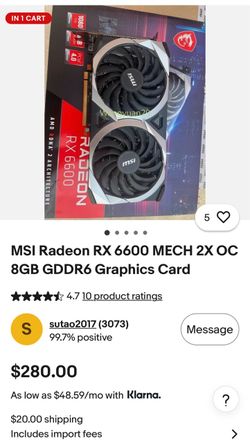 MSI Radeon RX 6600 MECH 2X OC Graphics Card